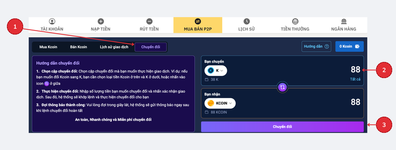 Hướng dẫn rút Kcoin (chuẩn bị cho bán Kcoin)