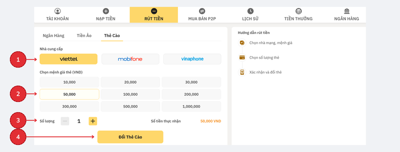 Rút tiền CO88 qua thẻ cào điện thoại