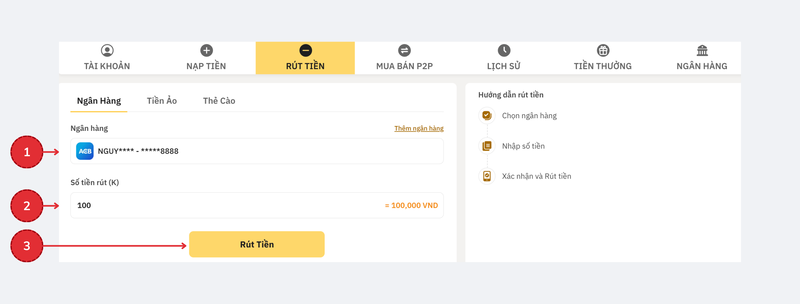 Rút tiền CO88 qua ngân hàng